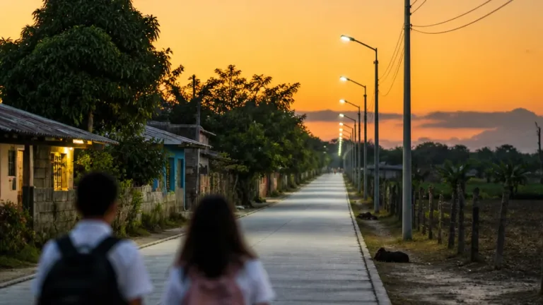 Yanga inaugura 500 metros de alumbrado LED en camino que beneficiará a cuatro comunidades