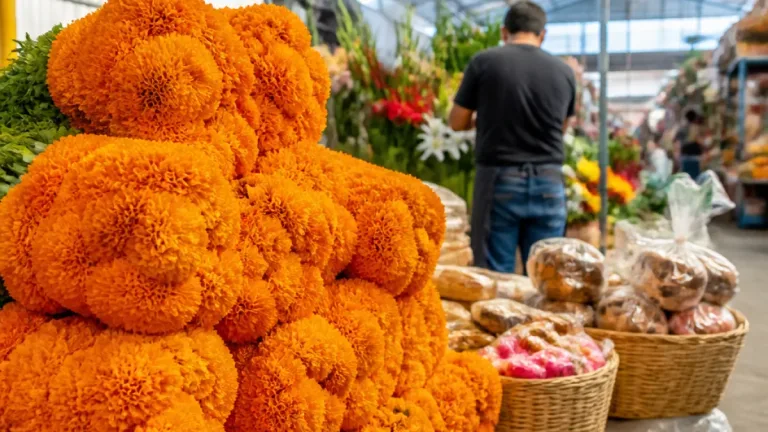 Llegan flores de temporada y dulces al mercado San José; rollo de cempasúchil en 150 pesos